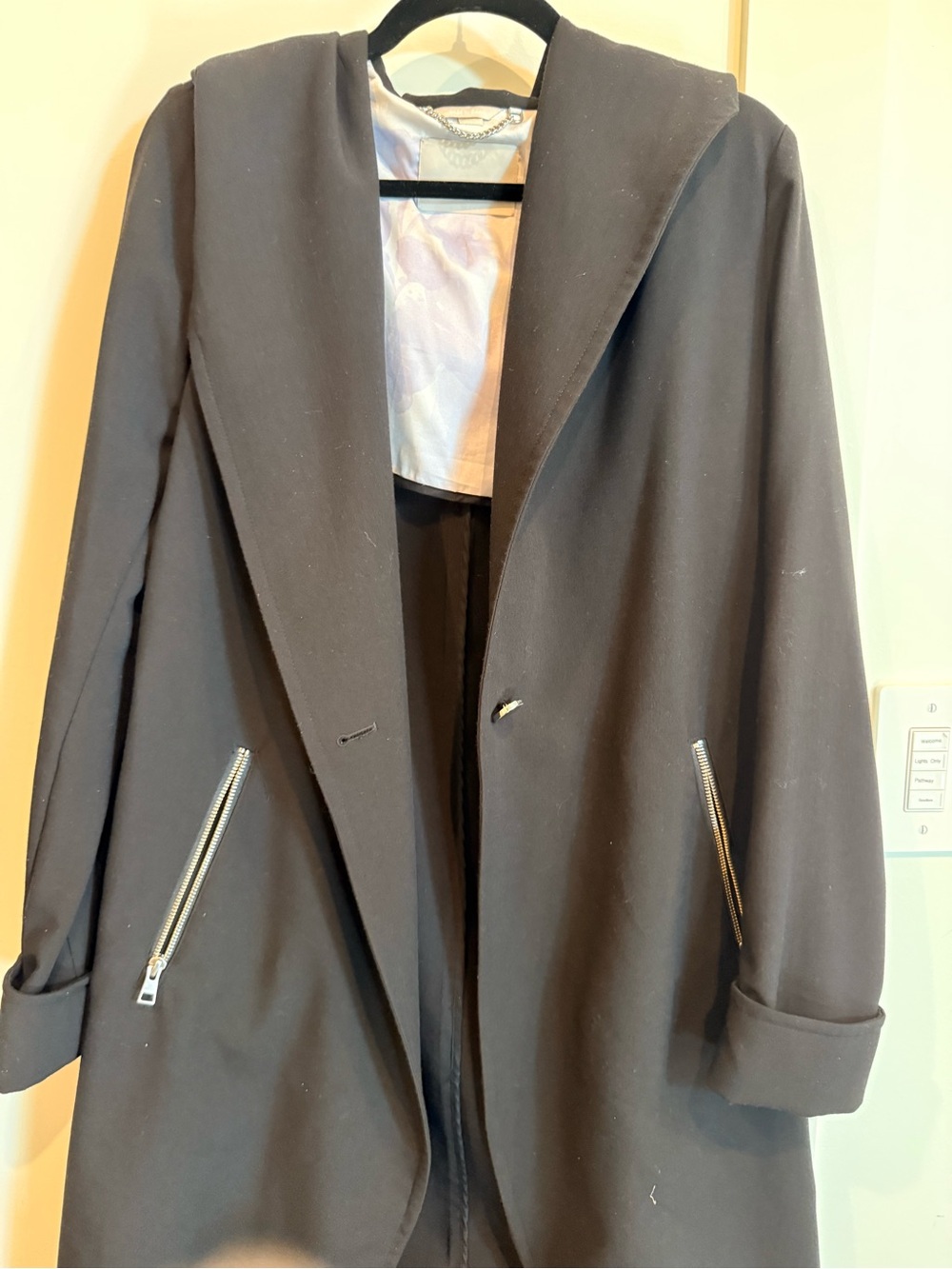 Soia and Kyo Black Hooded Coat with Zip Pockets